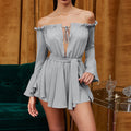 Summer Off Shoulder Short Dress Flare Long Sleeve